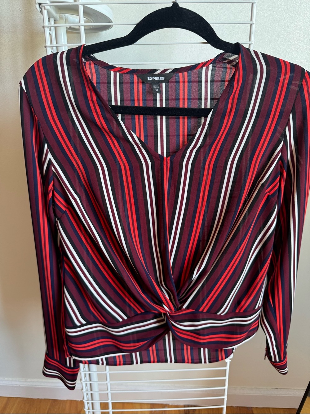 Express Women's Striped Twist-Front Blouse